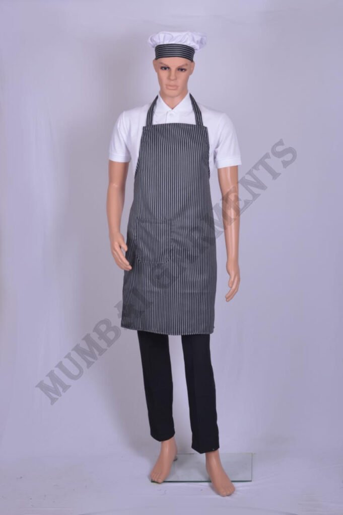 2-black and white stripes apron
