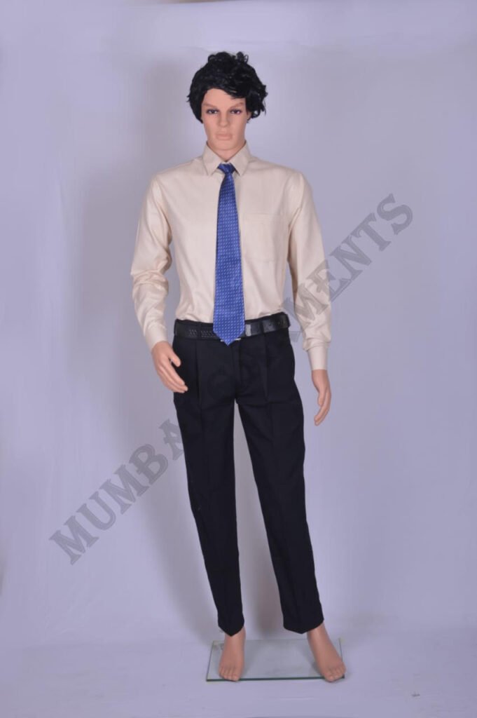 8-cream shirt with blue tie