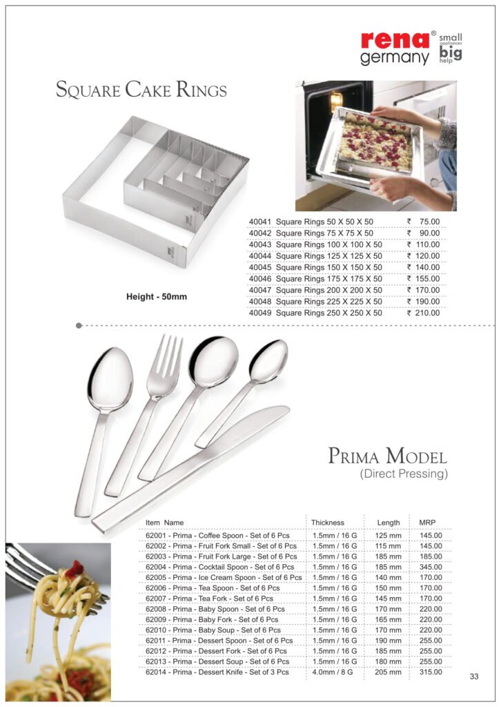 RENA Price List  25 x 17