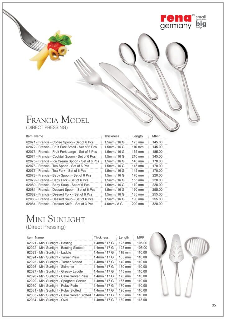 RENA Price List 25 x 17