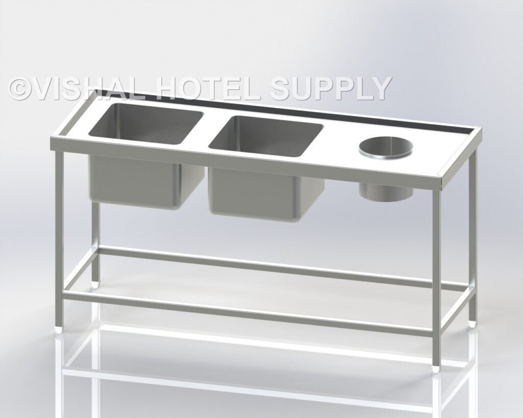 Two-Sink-Dish-Wash-Unit-Scrapping-Hole